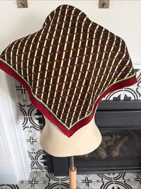 GAP Red, Olive & Cream Geometric Silk Scarf